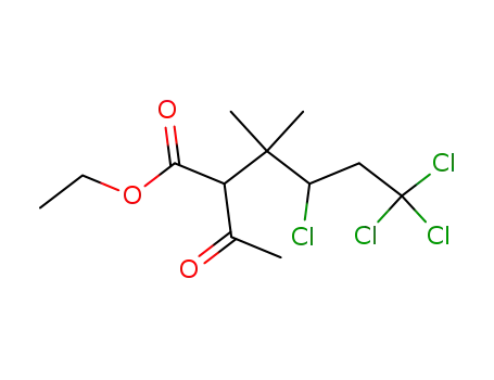 Molecular Structure of 61976-18-9 (Hexanoic acid, 2-acetyl-4,6,6,6-tetrachloro-3,3-dimethyl-, ethyl ester)