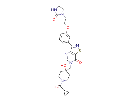 1-[2-(3-{6-[(1-cyclopropanecarbonyl-4-hydroxypiperidin-4-yl)methyl]-7-oxo-6H,7H-[1,2]thiazolo[4,5-d]pyrimidin-3-yl}phenoxy)ethyl]imidazolidin-2-one