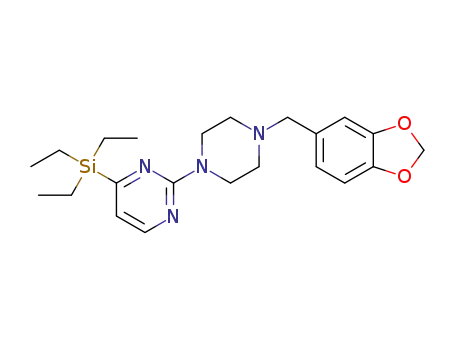2-(4-(benzo[d][1,3]dioxol-5-ylmethyl)piperazin-1-yl)-4-(triethylsilyl)pyrimidine