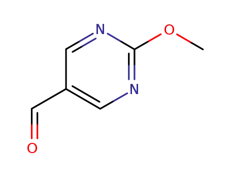 Molecular Structure of 90905-32-1 (2-METHOXY-PYRIMIDINE-5-CARBALDEHYDE)