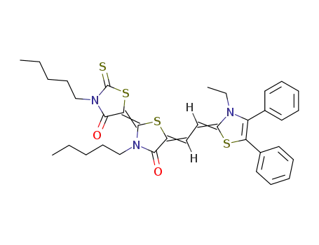 5-[2-(3-ethyl-4,5-diphenyl-3H-thiazol-2-ylidene)-ethylidene]-3,3'-dipentyl-2'-thioxo-dihydro-[2,5']bithiazolylidene-4,4'-dione