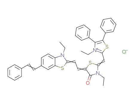 3-ethyl-2-{3-ethyl-5-[2-(3-ethyl-6-styryl-3H-benzothiazol-2-ylidene)-ethylidene]-4-oxo-thiazolidin-2-ylidenemethyl}-4,5-diphenyl-thiazolium; chloride