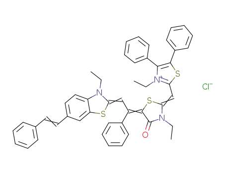 3-ethyl-2-{3-ethyl-5-[2-(3-ethyl-6-styryl-3H-benzothiazol-2-ylidene)-1-phenyl-ethylidene]-4-oxo-thiazolidin-2-ylidenemethyl}-4,5-diphenyl-thiazolium; chloride