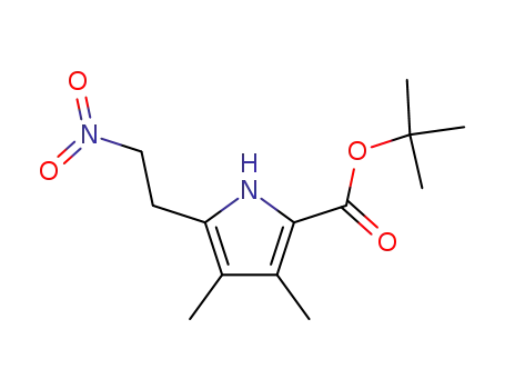 Molecular Structure of 80053-00-5 (1H-Pyrrole-2-carboxylic acid, 3,4-dimethyl-5-(2-nitroethyl)-,
1,1-dimethylethyl ester)
