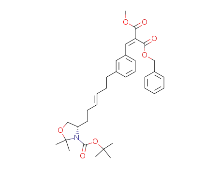2-[1-{3-[(E)-6-((S)-3-tert-Butoxycarbonyl-2,2-dimethyl-oxazolidin-4-yl)-hex-3-enyl]-phenyl}-meth-(Z)-ylidene]-malonic acid benzyl ester methyl ester