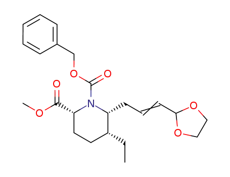 1-benzyl, 2-methyl (2RS,5RS,6RS)-6-[3-(1,3-dioxolan-2-yl)prop-2-enyl]-5-ethylpiperidine-1,2-dicarboxylate