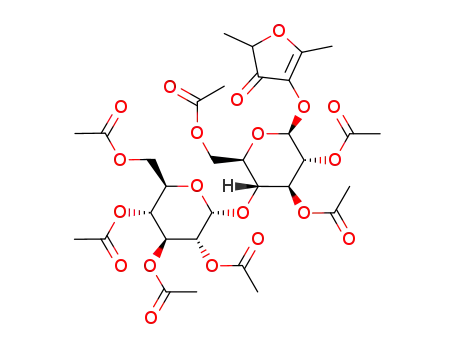 Acetic acid (2S,3R,4S,5R,6R)-3-acetoxy-6-acetoxymethyl-2-(2,5-dimethyl-4-oxo-4,5-dihydro-furan-3-yloxy)-5-((2R,3R,4S,5R,6R)-3,4,5-triacetoxy-6-acetoxymethyl-tetrahydro-pyran-2-yloxy)-tetrahydro-pyran-4-yl ester