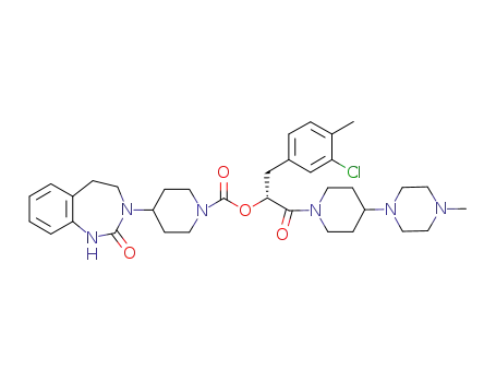 4-(2-oxo-1,2,4,5-tetrahydro-1,3-benzodiazepin-3-yl)-piperidine-1-carboxylic acid (R)-1-(3-chloro-4-methyl-benzyl)-2-[4-(4-methyl-piperazin-1-yl)-piperidin-1-yl]-2-oxo-ethyl ester