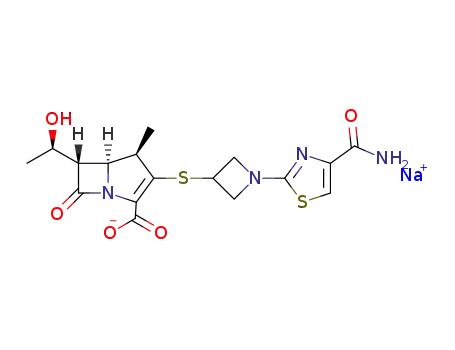 (1R,5S,6S)-2-[1-(4-carbamoyl-1,3-thiazol-2-yl)azetidin-3-yl]thio-6-[(R)-1-hydroxyethyl]-1-methylcarbapen-2-em-3-carboxylic acid sodium salt