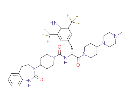 4-(2-oxo-1,2,4,5-tetrahydro-1,3-benzodiazepin-3-yl)-piperidine-1-carboxylic acid {(R)-1-(4-amino-3,5-bis-trifluoromethyl-benzyl)-2-[4-(4-methyl-piperazin-1-yl)-piperidin-1-yl]-2-oxo-ethyl}-amide