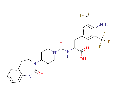 (R)-3-(4-amino-3,5-bis-trifluoromethyl-phenyl)-2-{[4-(2-oxo-1,2,4,5-tetrahydro-1,3-benzodiazepin-3-yl)-piperidine-1-carbonyl]-amino}-propionic acid