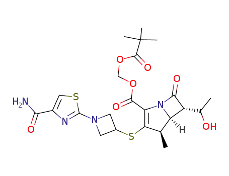 pivaloyloxymethyl (1R,5S,6S)-2-[1-(4-carbamoyl-1,3-thiazol-2-yl)azetidin-3-yl]thio-6-[(R)-1-hydroxyethyl]-1-methylcarbapen-2-em-3-carboxylate