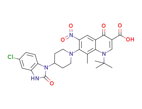 1-tert-butyl-7-(4-(6-chloro-1,2-dihydro-2-oxobenzo[d]imidazol-3-yl)piperidin-1-yl)-1,4-dihydro-8-methyl-6-nitro-4-oxoquinoline-3-carboxylic acid