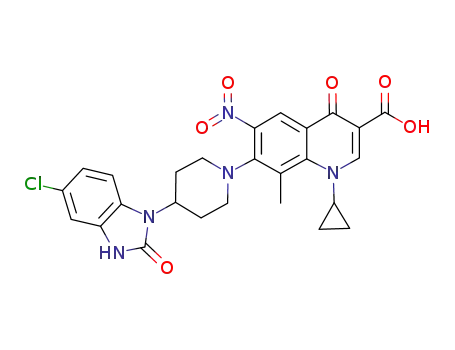 7-(4-(6-chloro-1,2-dihydro-2-oxobenzo[d]imidazol-3-yl)piperidin-1-yl)-1-cyclopropyl-1,4-dihydro-8-methyl-6-nitro-4-oxoquinoline-3-carboxylic acid