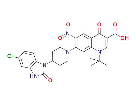 1-tert-butyl-7-(4-(6-chloro-1,2-dihydro-2-oxobenzo[d]imidazol-3-yl)piperidin-1-yl)-1,4-dihydro-6-nitro-4-oxoquinoline-3-carboxylic acid