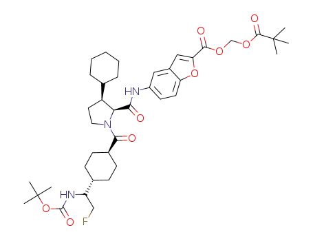 [(2,2-dimethylpropanoyl)oxy]methyl 5-[(2S,3S)-1-{trans-4-[1-(tert-butoxycarbonyl)amino-2-fluoroethyl]cyclohexanecarbonyl}-3-cyclohexylpyrrolidine-2-carboxamide]-1-benzofuran-2-carboxylate