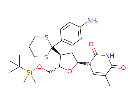 1-((2S,4S,5S)-4-(2-(4-aminophenyl)-1,3-dithian-2-yl)-5-(((tert-butyldimethylsilyl)oxy)methyl)tetrahydrofuran-2-yl)-5-methylpyrimidine-2,4(1H,3H)-dione