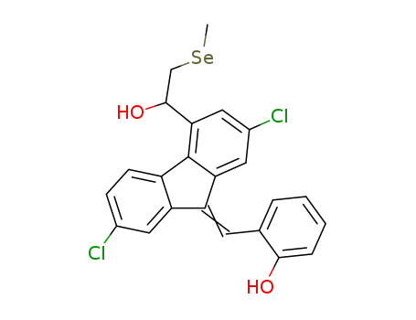 2-((2,7-dichloro-4-(1-hydroxy-2-(methylselanyl)ethyl)-9H-fluoren-9-ylidene)methyl)phenol