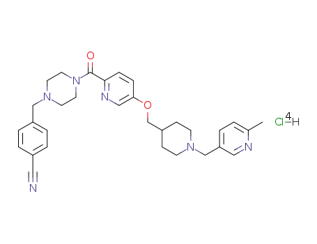 4-({4-[5-({1-[(6-methylpyridin-3-yl)methyl]piperidin-4-yl}methoxy)pyridine-2-carbonyl]piperazin-1-yl}methyl)-benzonitrile tetrahydrochloride