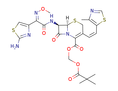 5-Thia-1-azabicyclo[4.2.0]oct-2-ene-2-carboxylicacid,7-[[(2Z)-2-(2-amino-4-thiazolyl)-2-(methoxyimino)acetyl]amino]-3-[(1Z)-2-(4-methyl-5-thiazolyl)ethenyl]-8-oxo-,(2,2-dimethyl-1-oxopropoxy)methyl es