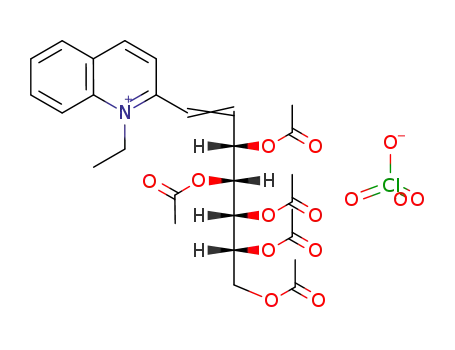 1-Ethyl-2-((E)-(3S,4R,5R,6R)-3,4,5,6,7-pentaacetoxy-hept-1-enyl)-quinolinium; perchlorate