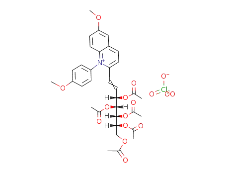 6-Methoxy-1-(4-methoxy-phenyl)-2-((E)-(3S,4R,5R,6R)-3,4,5,6,7-pentaacetoxy-hept-1-enyl)-quinolinium; perchlorate