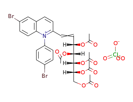 6-Bromo-1-(4-bromo-phenyl)-2-((E)-(3S,4R,5R,6R)-3,4,5,6,7-pentaacetoxy-hept-1-enyl)-quinolinium; perchlorate
