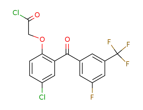 Molecular Structure of 675139-67-0 (Acetyl chloride, [4-chloro-2-[3-fluoro-5-(trifluoromethyl)benzoyl]phenoxy]-)