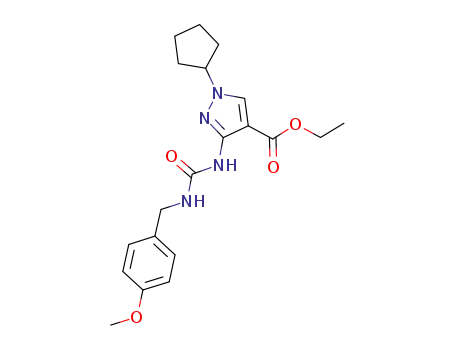 ethyl 1-cylcopentyl-3-(3-(4-methoxybenzyl)ureido)-1H-pyrazole-4-carboxylate