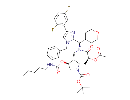 (3R,4S)-tert-butyl 3-(((S)-2-acetoxy-N-((R)-(1-benzyl-4-(2,5-difluorophenyl)-1H-imidazol-2-yl)(tetrahydro-2H-pyran-4-yl)methyl)propanamido)methyl)-4-((pentylcarbamoyl)oxy)pyrrolidine-1-carboxylate