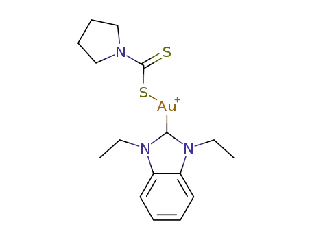 [Au(N,N’-niEt2benzimidazole)(pyrrolidinedithiocarbamate)]