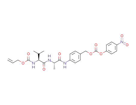 allyl ((S)-3-methyl-1-(((S)-1-((4-((((4-nitrophenoxy)carbonyl)-oxy)methyl)phenyl)amino)-1-oxopropan-2-yl)amino)-1-oxobutan-2-yl)carbamate