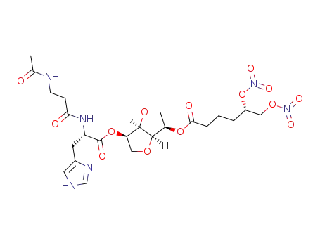 (S)-((3R,3aR,6R,6aR)-6-((S)-2-(3-acetamidopropanamido)-3-(1H-imidazol-4-yl)propanoyloxy)hexahydrofuro[3,2-b]furan-3-yl) 5,6-bis(nitrooxy)hexanoate