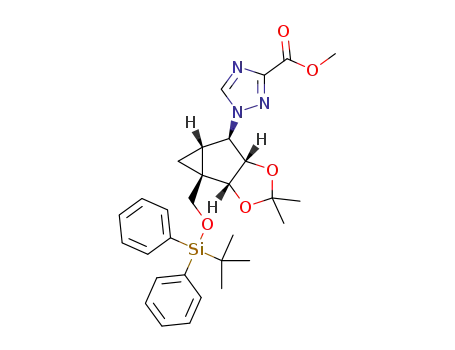 methyl 1-((3aR,3bR,4aS,5R,5aS)-3b-(((tert-butyldiphenylsilyl)oxy)methyl)-2,2-dimethylhexahydrocyclopropa[3,4]cyclopenta[1,2-d][1,3]dioxol-5-yl)-1H-1,2,4-triazole-3-carboxylate
