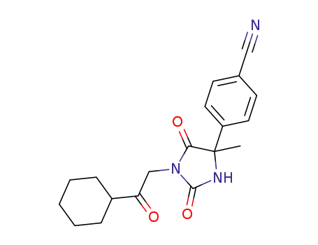 4-(1-(2-cyclohexyl-2-oxoethyl)-4-methyl-2,5-dioxoimidazolidin-4-yl)benzonitrile