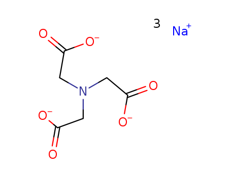 5064-31-3,Trisodium nitrilotriacetate,Aceticacid, nitrilotri-, trisodium salt (8CI);Glycine, N,N-bis(carboxymethyl)-,trisodium salt (9CI);A 92R;Chelest 70;Chelest 700;Chemcolox 365 Powder;Clewat C 3;Dissolvine A 40;Dissolvine A 92;Hampshire NTA 150;Masquol NP140;NTA sodium salt;NTA trisodium salt;Syntron A;Trilon A;Trilon A 50;Trilon A 92;Trilon A 92R;Trisodium2,2',2''-nitrilotriacetate;Trisodium NTA;VerseneNTA 148;Versene NTA 150;Versene NTA 335;
