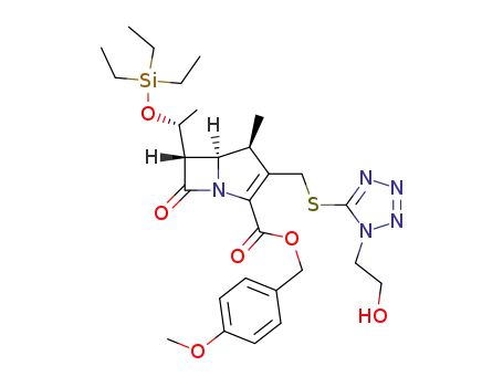 (4S,5R,6S)-3-[1-(2-Hydroxy-ethyl)-1H-tetrazol-5-ylsulfanylmethyl]-4-methyl-7-oxo-6-((R)-1-triethylsilanyloxy-ethyl)-1-aza-bicyclo[3.2.0]hept-2-ene-2-carboxylic acid 4-methoxy-benzyl ester