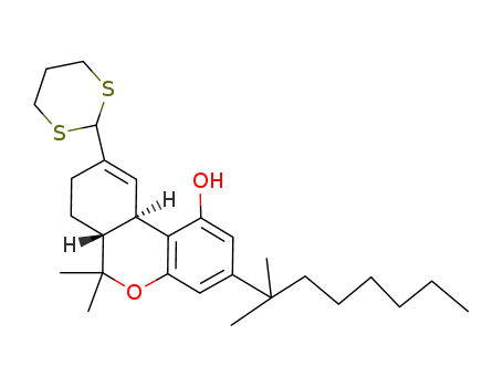 (+/-)-3-norpentyl-3-(1',1'-dimethylheptyl)-9-normethyl-9-(1,3-dithianyl)-Δ9-tetrahydrocannabinol
