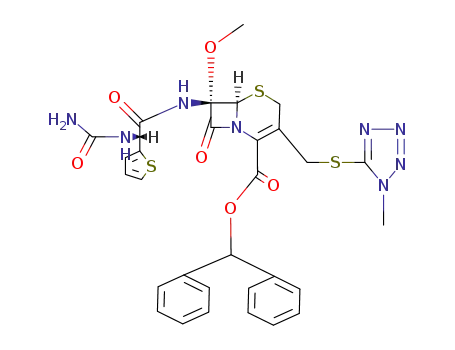 (6R)-7c-methoxy-3-(1-methyl-1H-tetrazol-5-ylsulfanylmethyl)-8-oxo-7t-((R)-2-thiophen-2-yl-2-ureido-acetylamino)-(6rH)-5-thia-1-aza-bicyclo[4.2.0]oct-2-ene-2-carboxylic acid benzhydryl ester