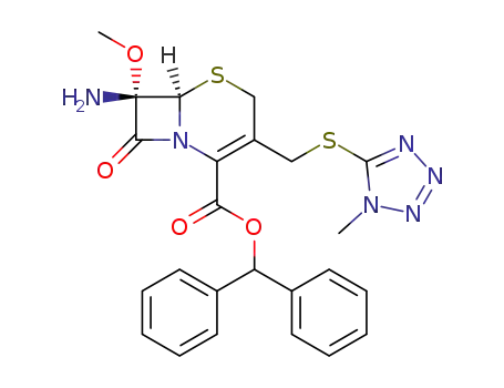 diphenylmethyl (6R,7S)-7-amino-7-methoxy-3-<<(1-methyl-1H-tetrazol-5-yl)thio>methyl>-Δ3-cephem-4-carboxylate