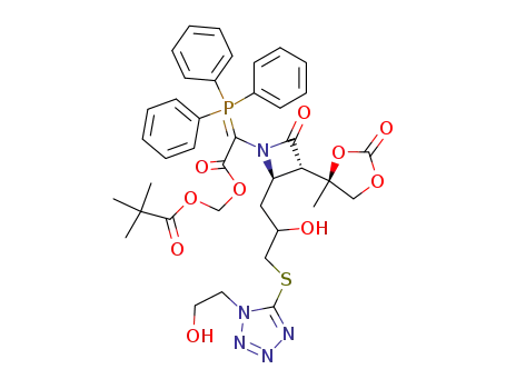 2,2-Dimethyl-propionic acid 2-[(2R,3S)-2-{2-hydroxy-3-[1-(2-hydroxy-ethyl)-1H-tetrazol-5-ylsulfanyl]-propyl}-3-((S)-4-methyl-2-oxo-[1,3]dioxolan-4-yl)-4-oxo-azetidin-1-yl]-2-(triphenyl-λ5-phosphanylidene)-acetoxymethyl ester