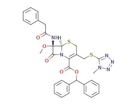 (6R-cis)-7-methoxy-3-<<(1-methyl-1-H-tetrazol-5-yl)thio>methyl>-8-oxo<(phenylacetyl)amino>-5-thia-1-azabicyclo<4.2.0>oct-2-ene-2-carboxylic acid diphenylmethyl ester