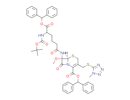 (6R,7S)-7-(5-Benzhydryloxycarbonyl-5-tert-butoxycarbonylamino-pentanoylamino)-7-methoxy-3-(1-methyl-1H-tetrazol-5-ylsulfanylmethyl)-8-oxo-5-thia-1-aza-bicyclo[4.2.0]oct-2-ene-2-carboxylic acid benzhydryl ester