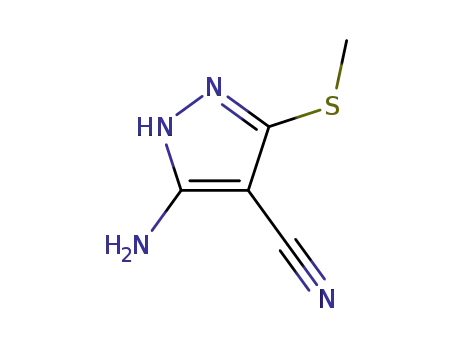 Molecular Structure of 72760-85-1 (3-AMINO-5-(METHYLTHIO)PYRAZOLE-4-CARBONITRILE)