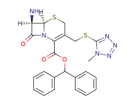 Molecular Structure of 53090-86-1 ((6R)-3-[[(1-Methyl-1H-tetrazole-5-yl)thio]methyl]-7α-amino-8-oxo-5-thia-1-azabicyclo[4.2.0]octa-2-ene-2-carboxylic acid diphenylmethyl ester)