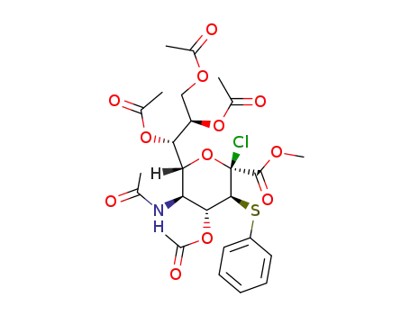 Molecular Structure of 120104-58-7 (5-(Acetylamino)-2-chloro-2,5-dideoxy-3-S-phenyl-3-thio-D-erythro-α-L-gluco-2-nonulopyranosonic Acid Methyl Ester 4,7,8,9-Tetraacetate)