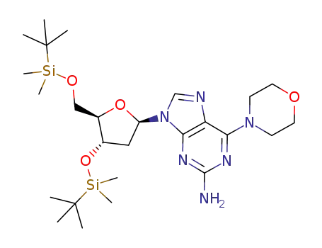 2-amino-6-morpholino-9-[2-deoxy-3,5-bis(O-tert-butyldimethylsilyl)-β-D-erythro-pento-furanosyl]purine