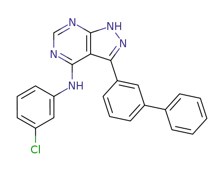 (3-biphenyl-3-yl-1H-pyrazolo[3,4-d]pyrimidin-4-yl)-(3-chloro-phenyl)-amine
