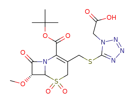t-Butyl 7α-methoxy-3[[(1-carboxymethyl-tetrazol-5-yl)-thio]methyl]-8-oxo-5-thia-1-azabicyclo[4.2.0]oct-2-ene-2-carboxylate-5,5-dioxide