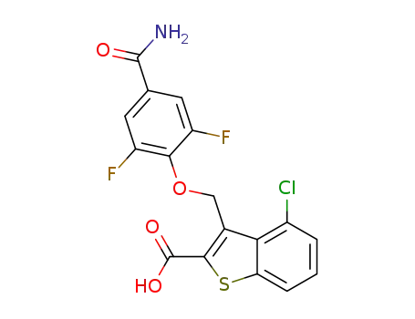 3-((4-carbamoyl-2,6-difluorophenoxy)methyl)-4-chlorobenzo[b]thiophene-2-carboxylic acid